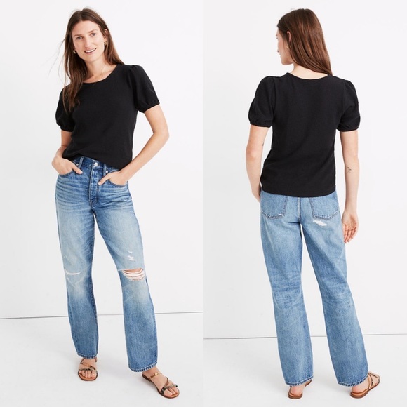 Madewell Superlight Jacquard Puff Black Tee